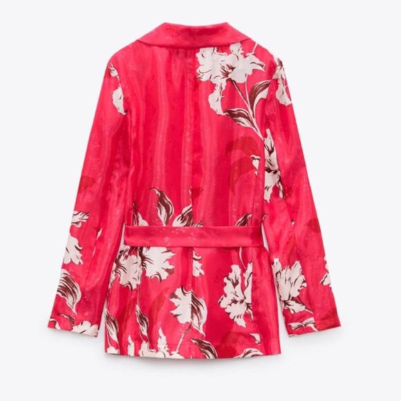Zara Pink PRINTED BLAZER WITH BELT - Picture 9 of 9